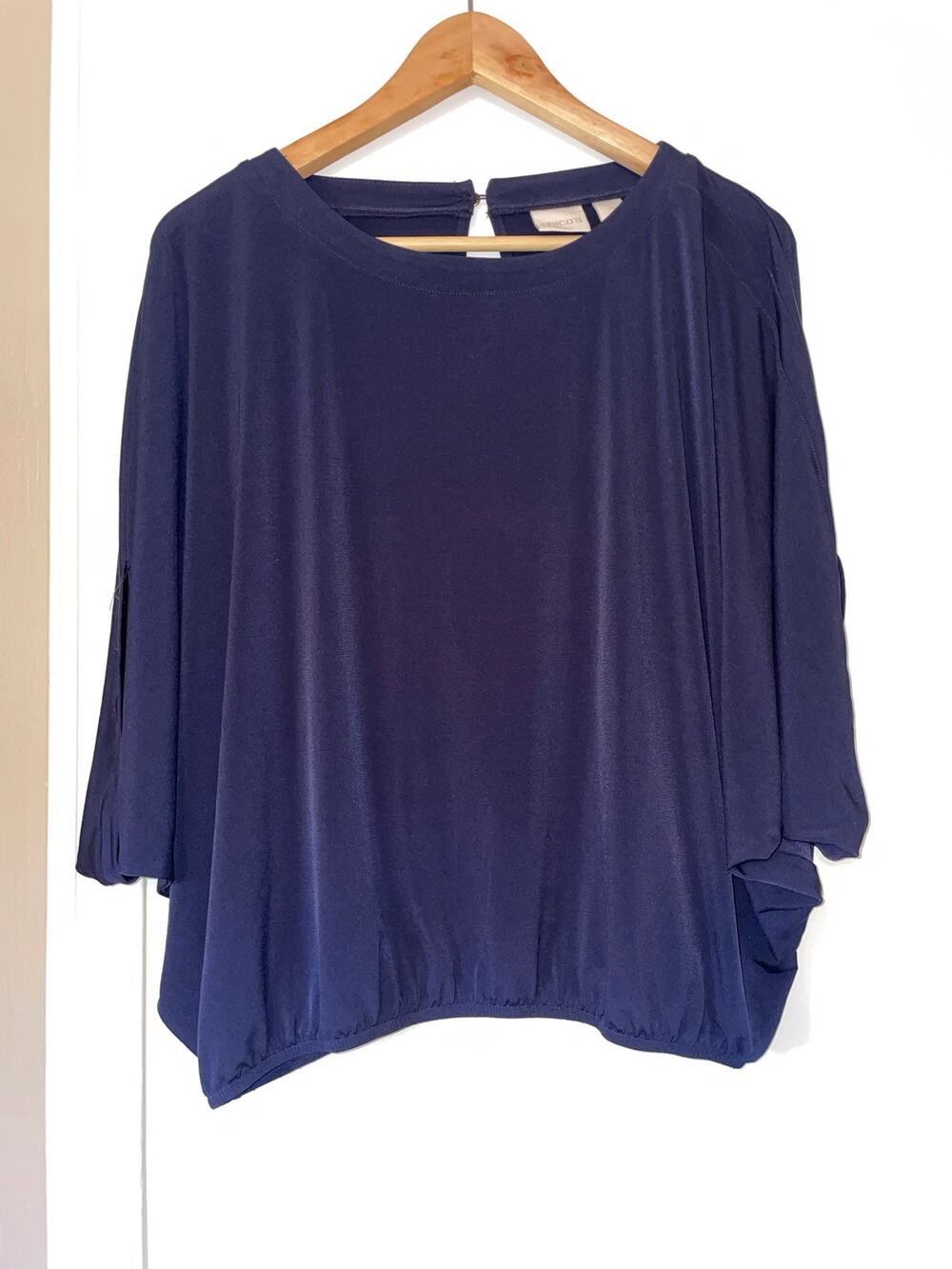 Chicos Navy Batwing Top Size 2